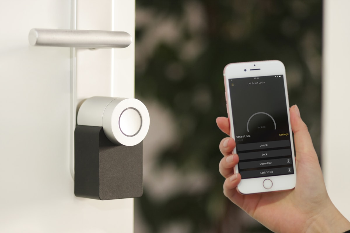 Smart lock being controlled from a phone app